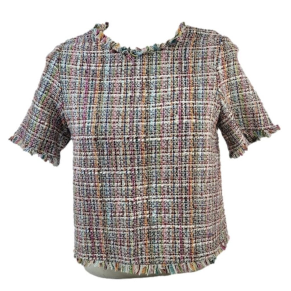 Zara Knit Multi Coloured Short Sleeve Blouse